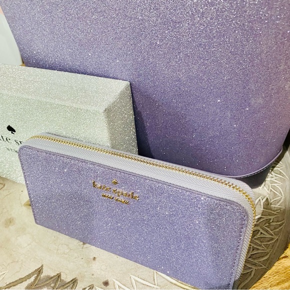 KATE SPADE TINSEL GLITTER TOTE WALLET AND COSMETIC BAG SET ONLY ONE LEFT! NWT - Picture 11 of 11